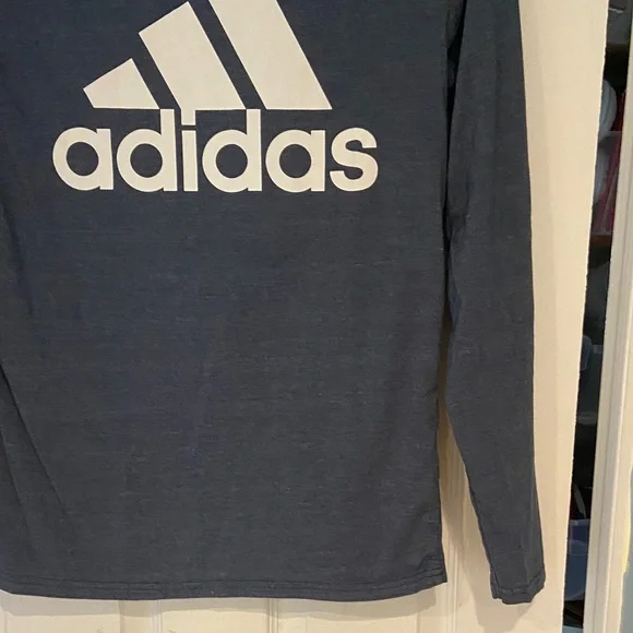 Adidas Blue Long Sleeve Tee with White Logo - Picture 8 of 9